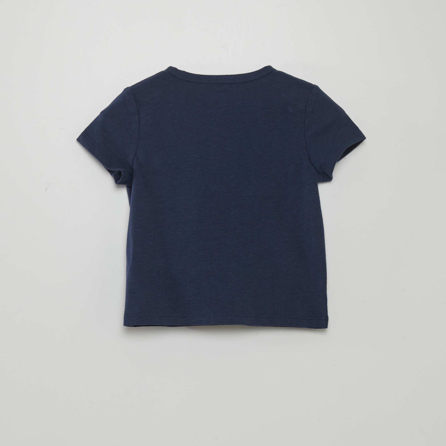 Tee-shirt uni avec col boutonné Bleu marine
