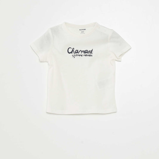 T-shirt manches courtes avec inscription Blanc