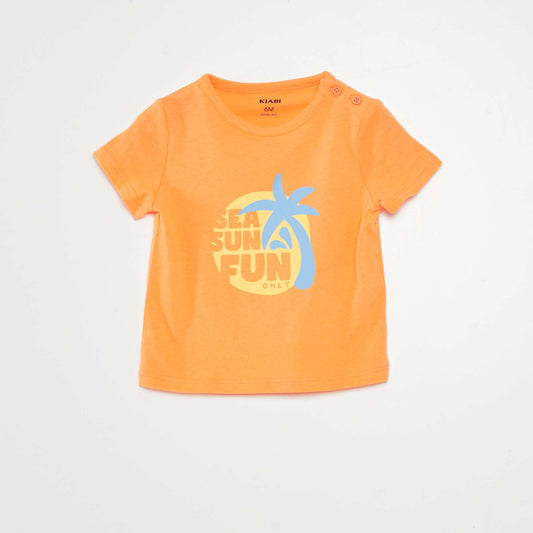 T-shirt manches courtes imprimé Orange
