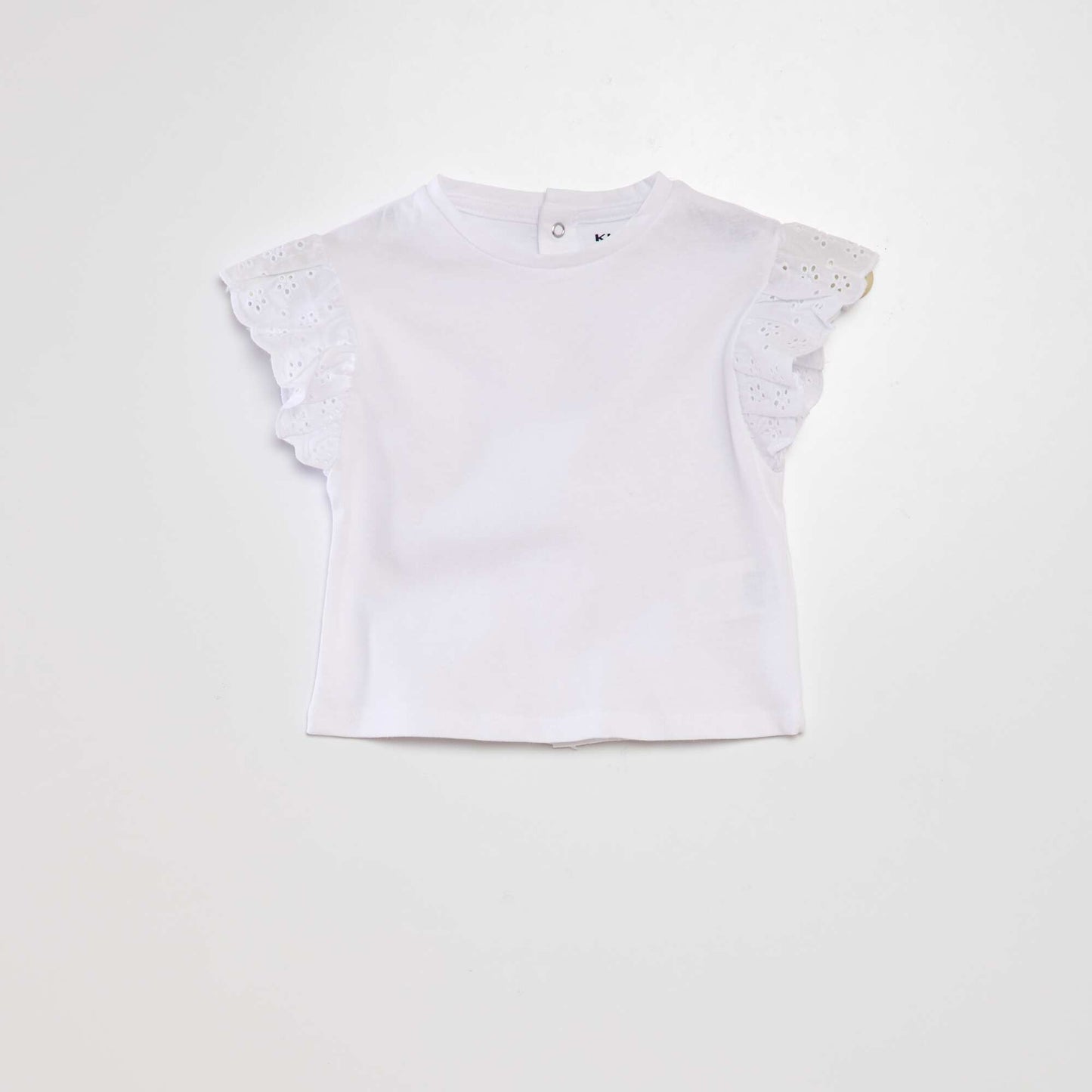 Tee-shirt avec manches broderie anglaise Blanc