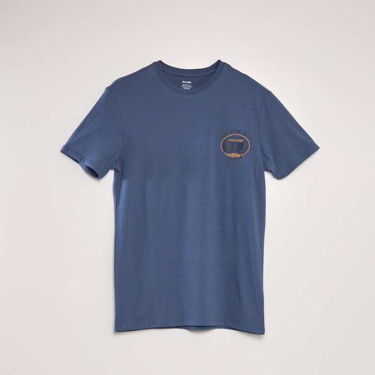 T-shirt imprimé à col rond Bleu