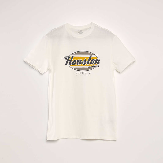 T-shirt imprimé à col rond Blanc 'houston'