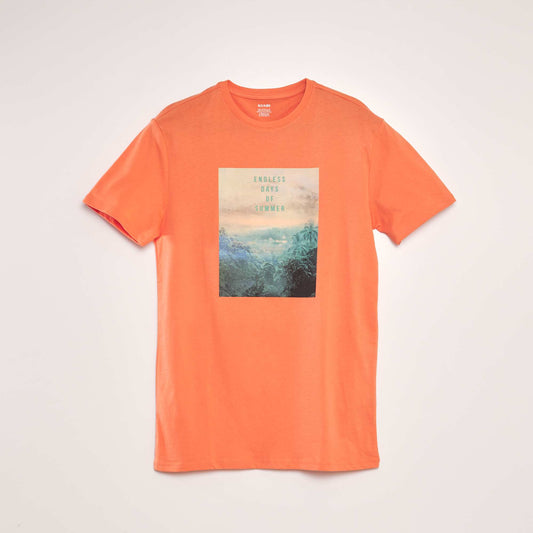 T-shirt imprimé à col rond Orange