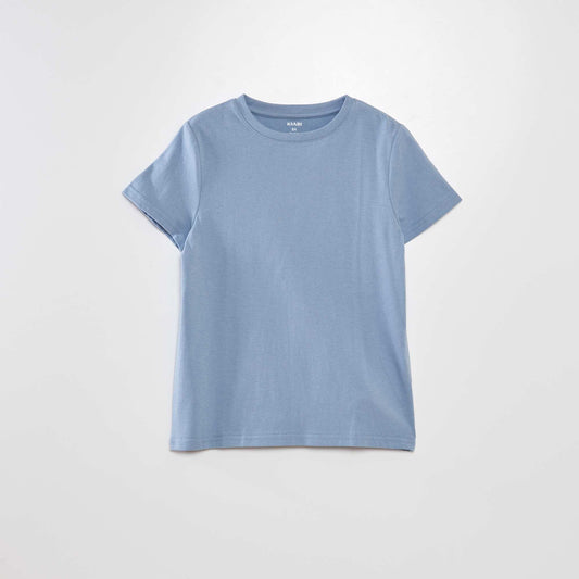 T-shirt uni à col rond Bleu gris