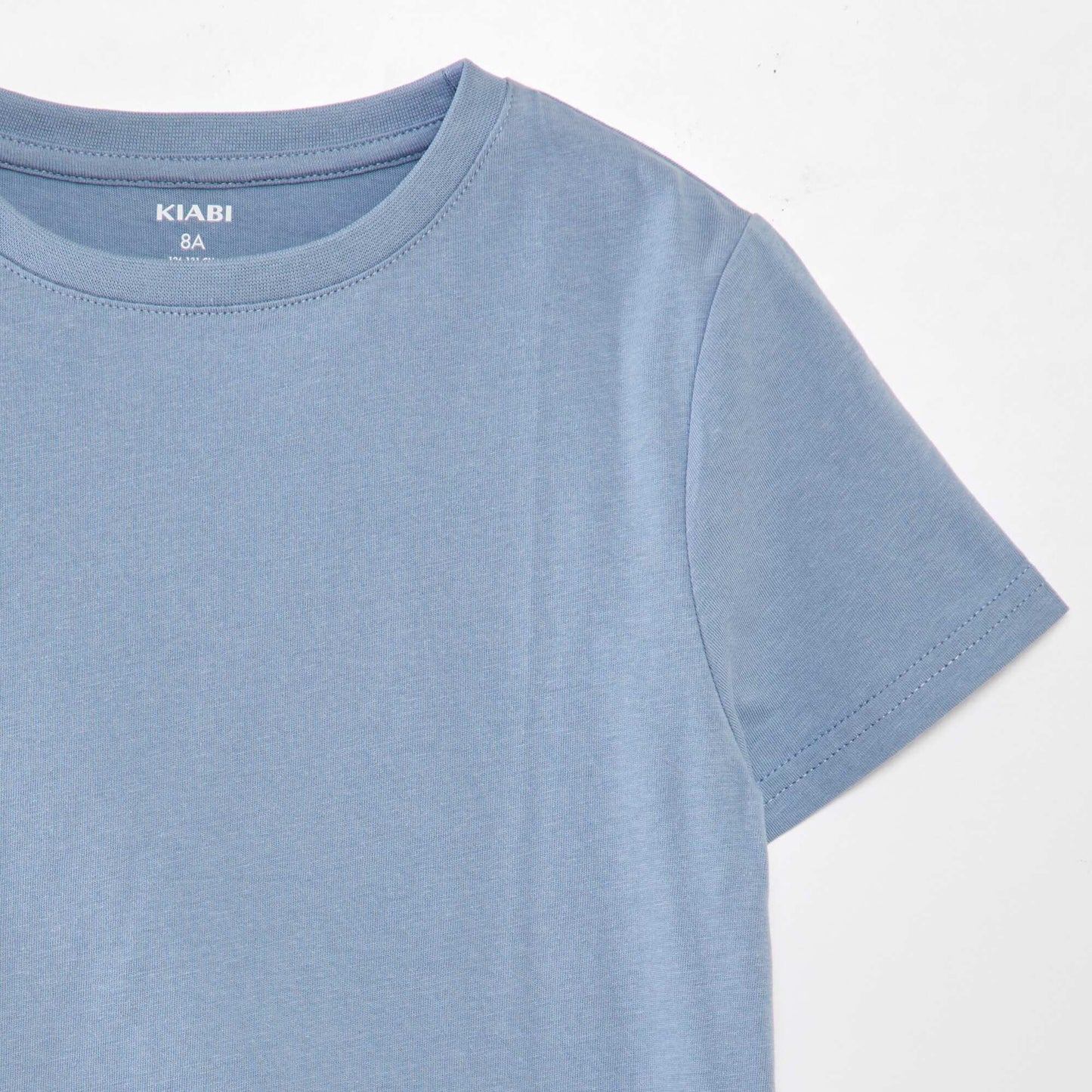 T-shirt uni à col rond Bleu gris