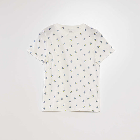 T-shirt imprimé Blanc/bleu
