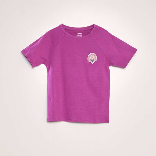T-shirt en coton à col rond Violet