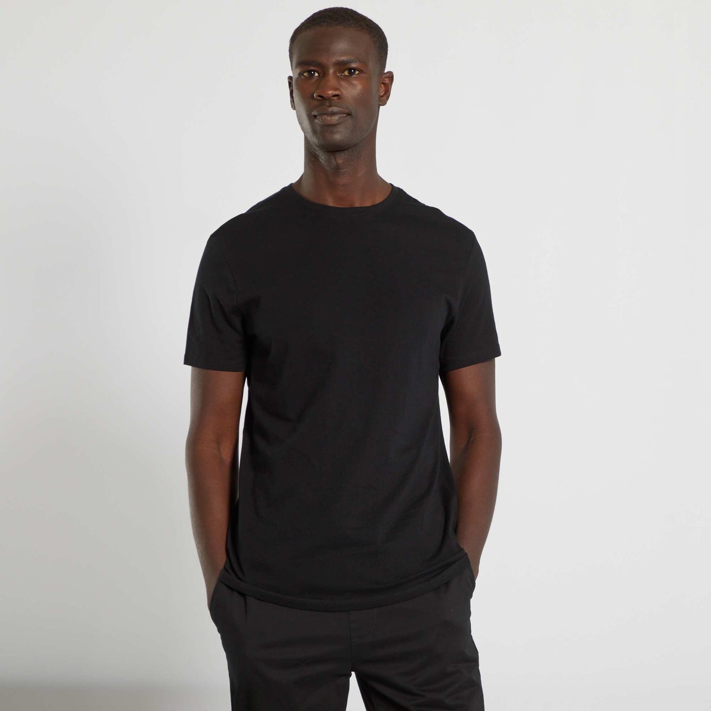 T-shirt droit en jersey uni noir