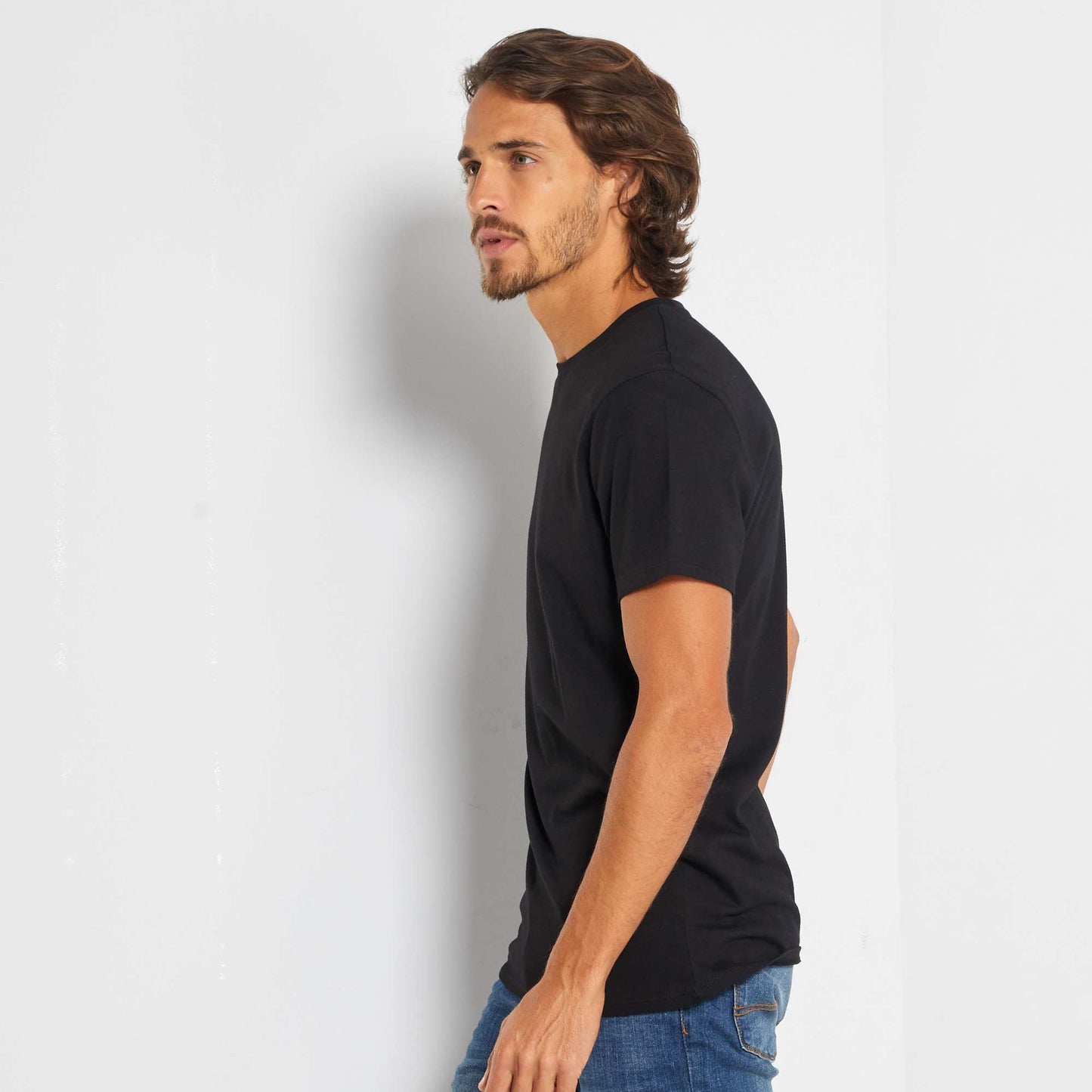 T-shirt droit en jersey uni noir