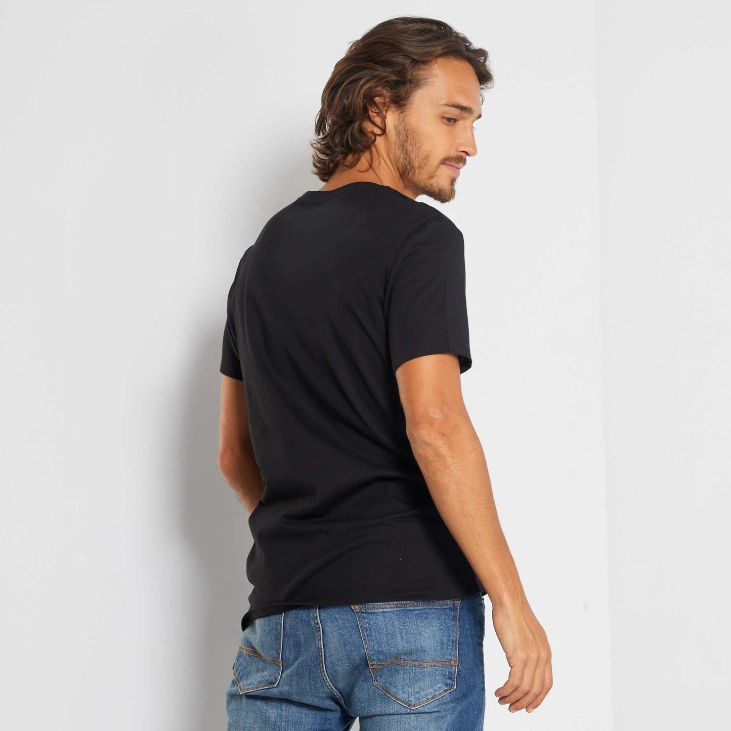 T-shirt droit en jersey uni noir