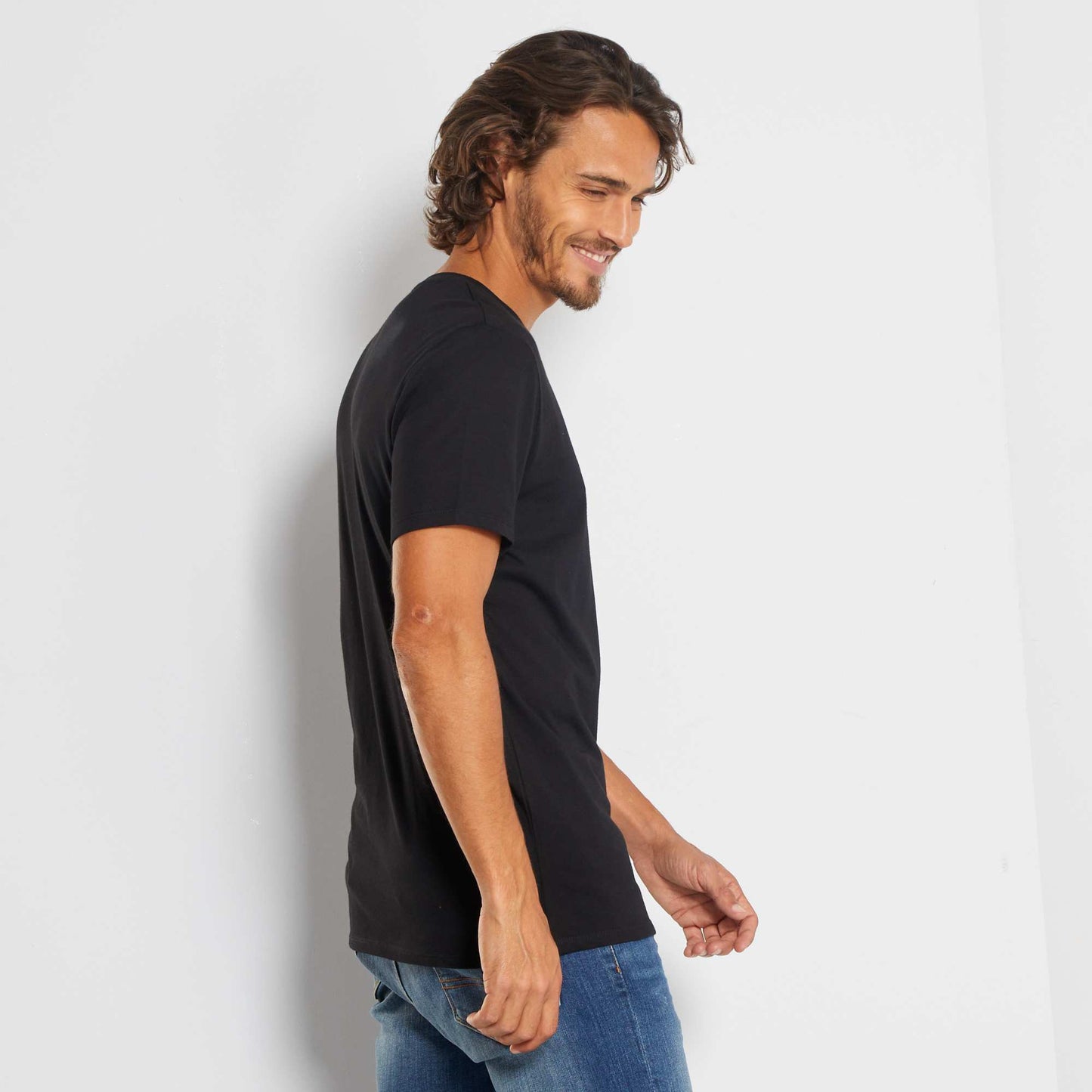 T-shirt droit en jersey uni noir