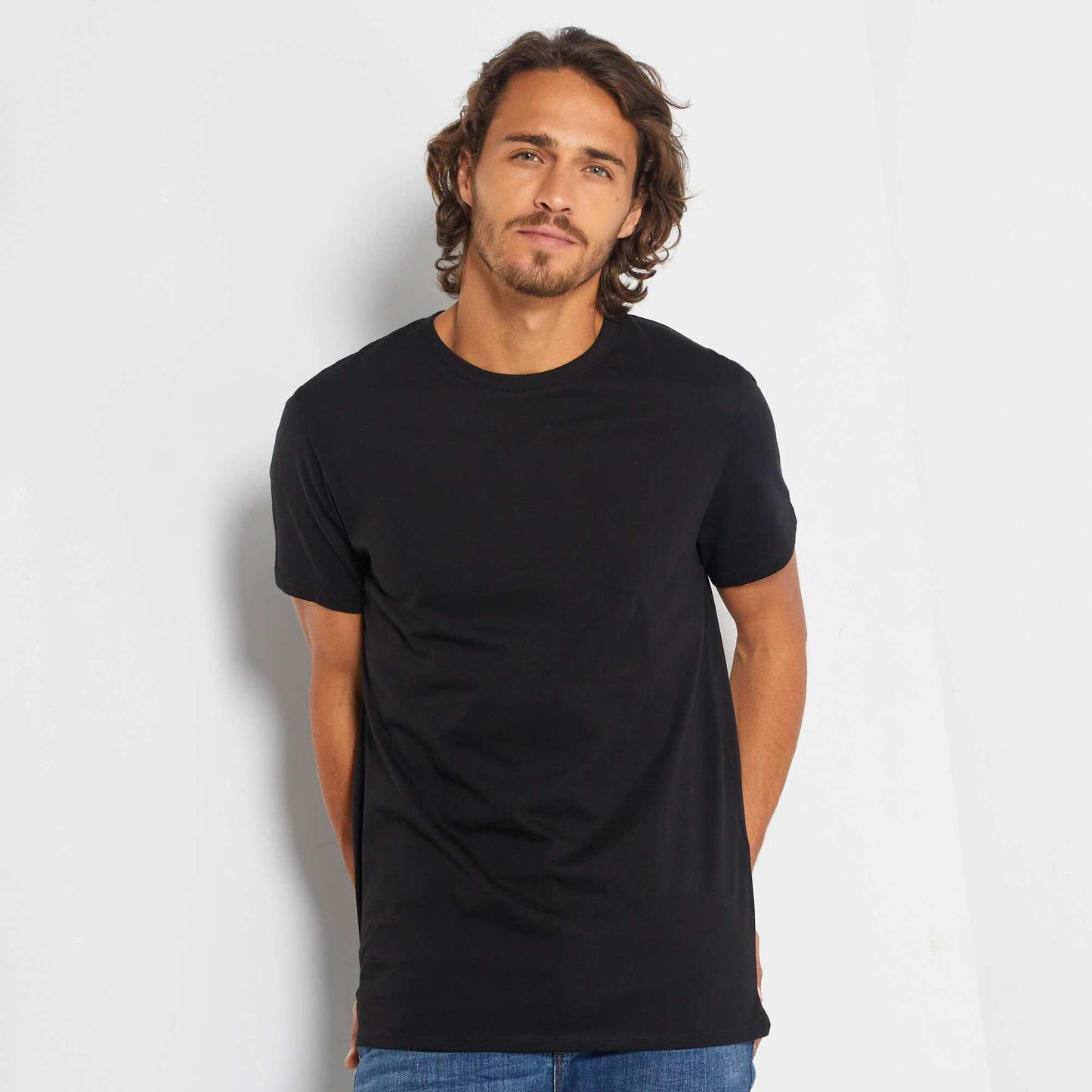 T-shirt droit en jersey uni noir