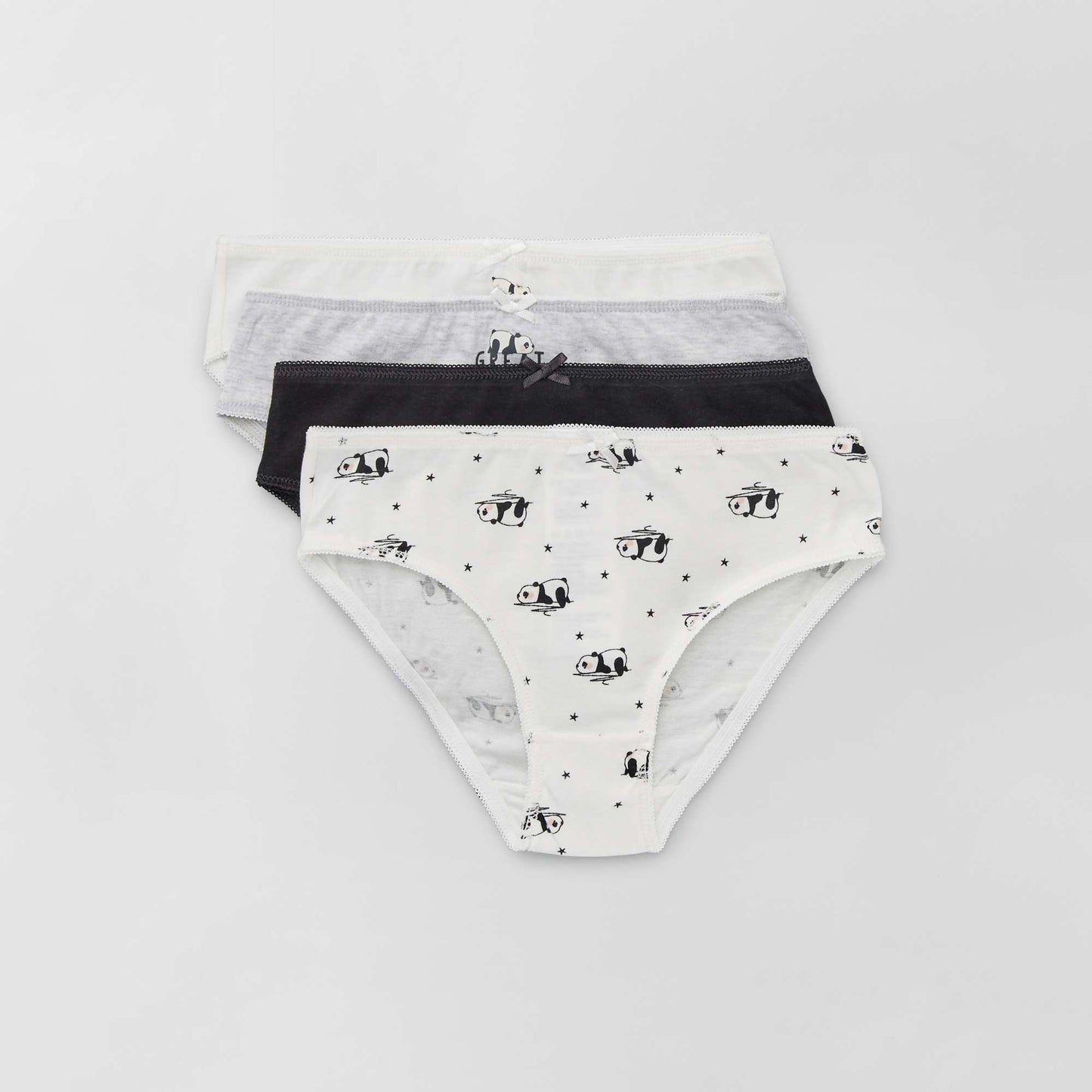 Culottes en jersey avec nœud fantaisie - Lot de 4 Blanc/noir/gris
