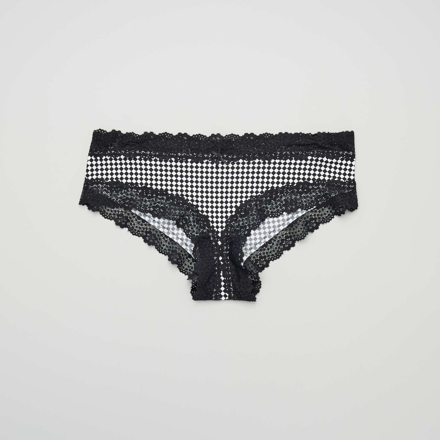 Lot de 2 shorties microfibre noir losanges/noir