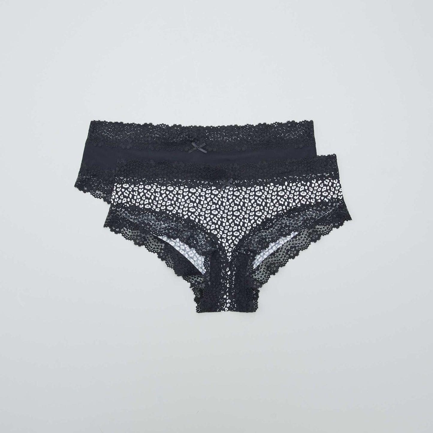 Lot de 2 shorties microfibre Noir/blanc léopard