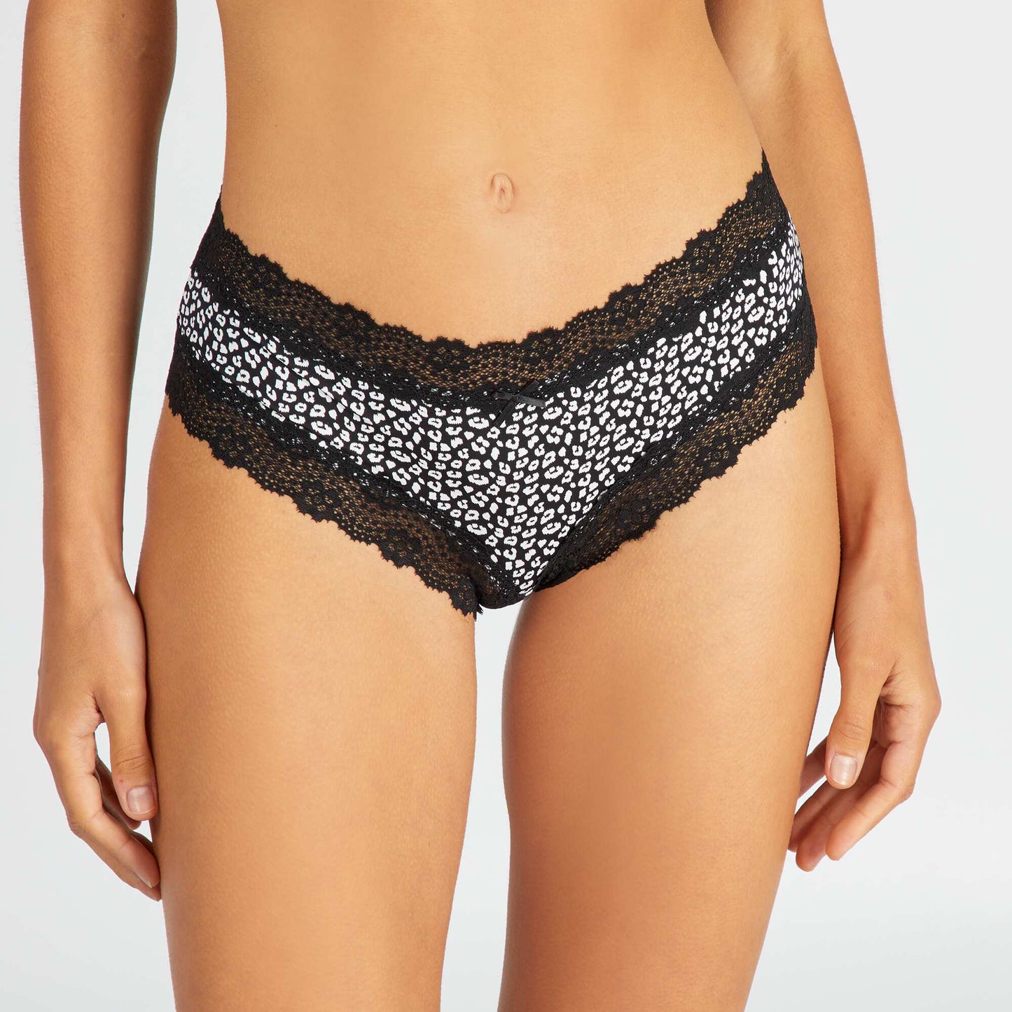 Lot de 2 shorties microfibre Noir/blanc léopard