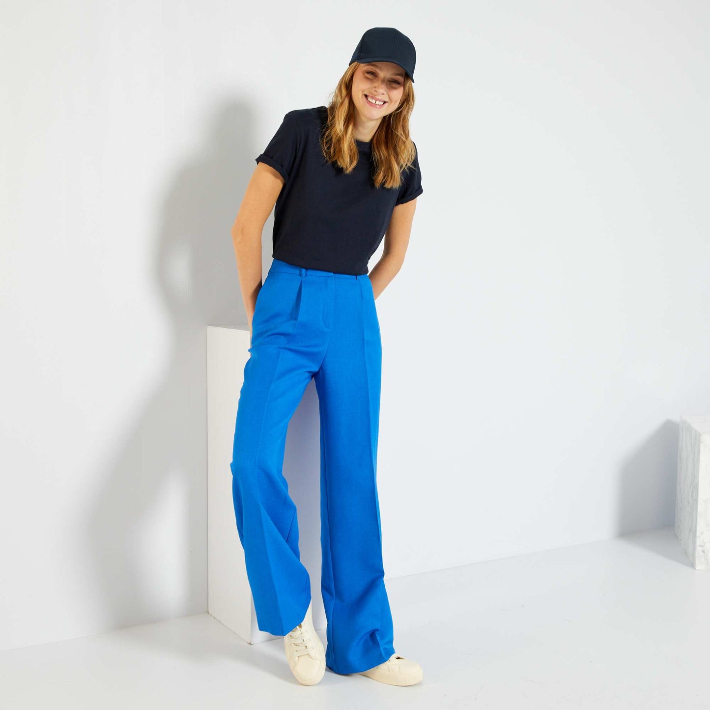 T-shirt uni en jersey bleu marine