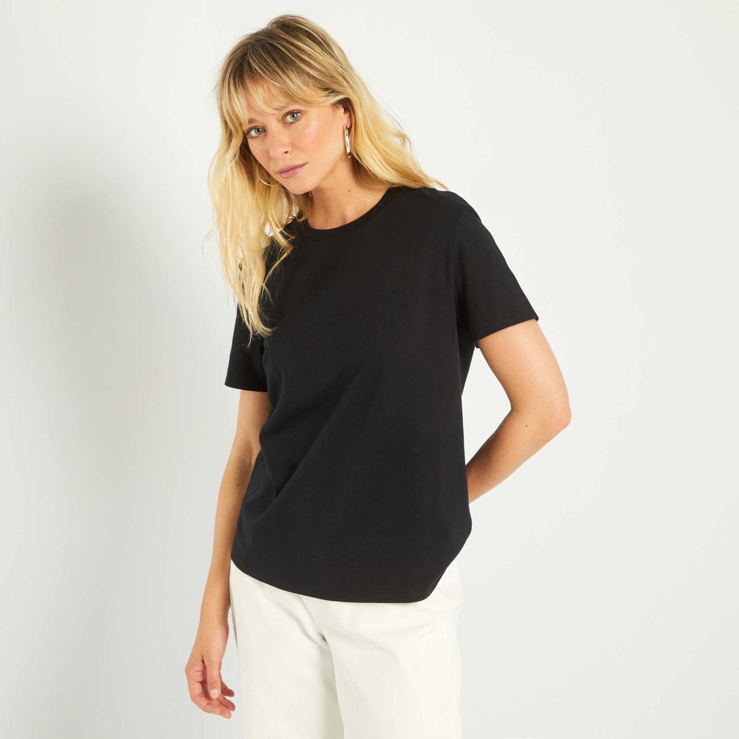 T-shirt uni en jersey noir
