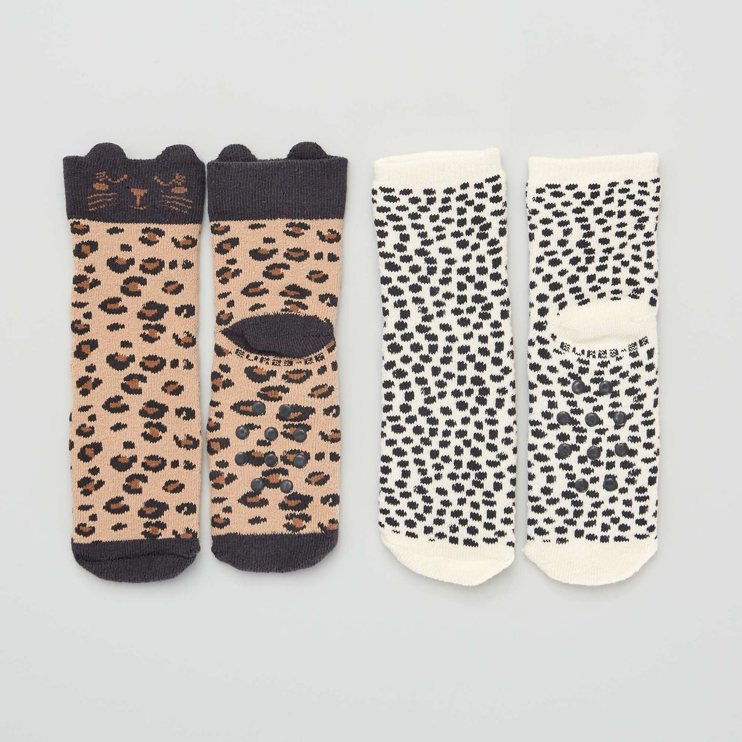 Lot de 2 paires de chaussettes antidérapantes Marron/noir