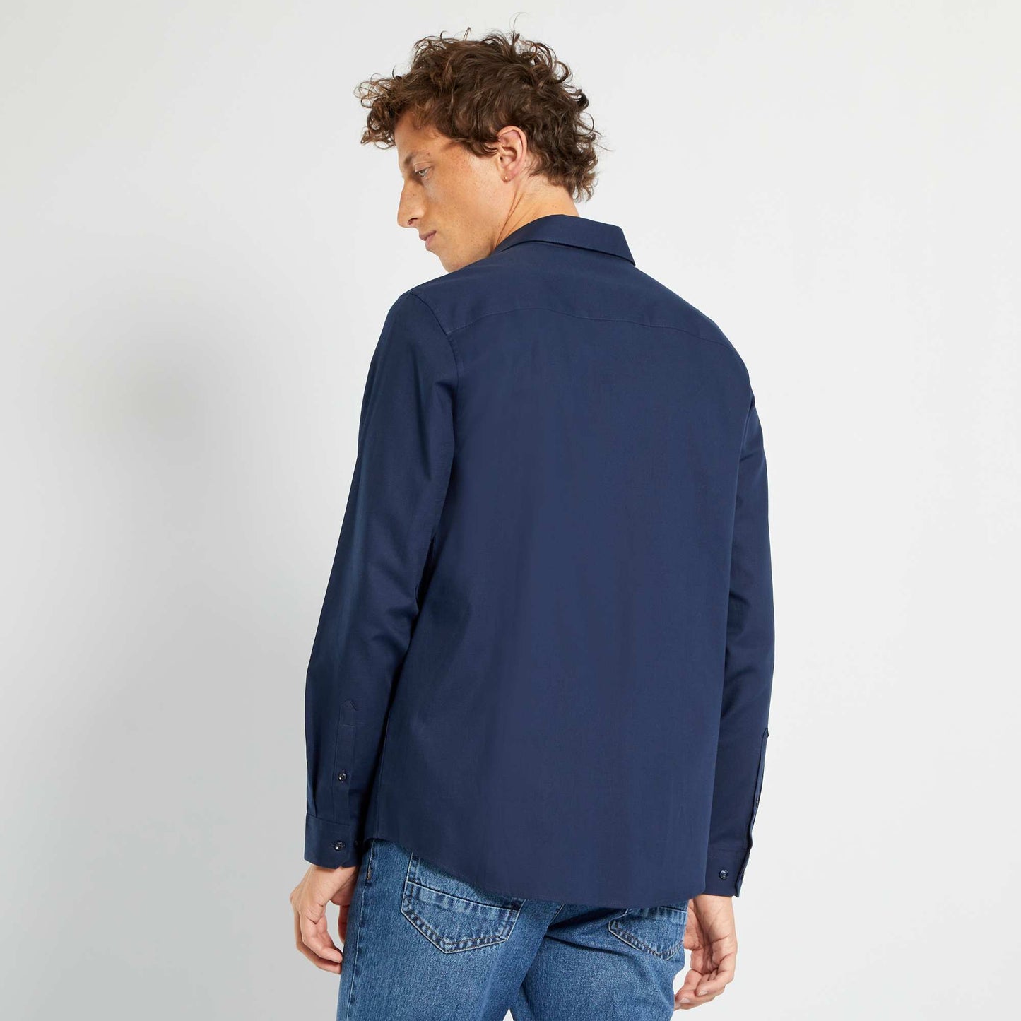 Chemise droite unie bleu noir