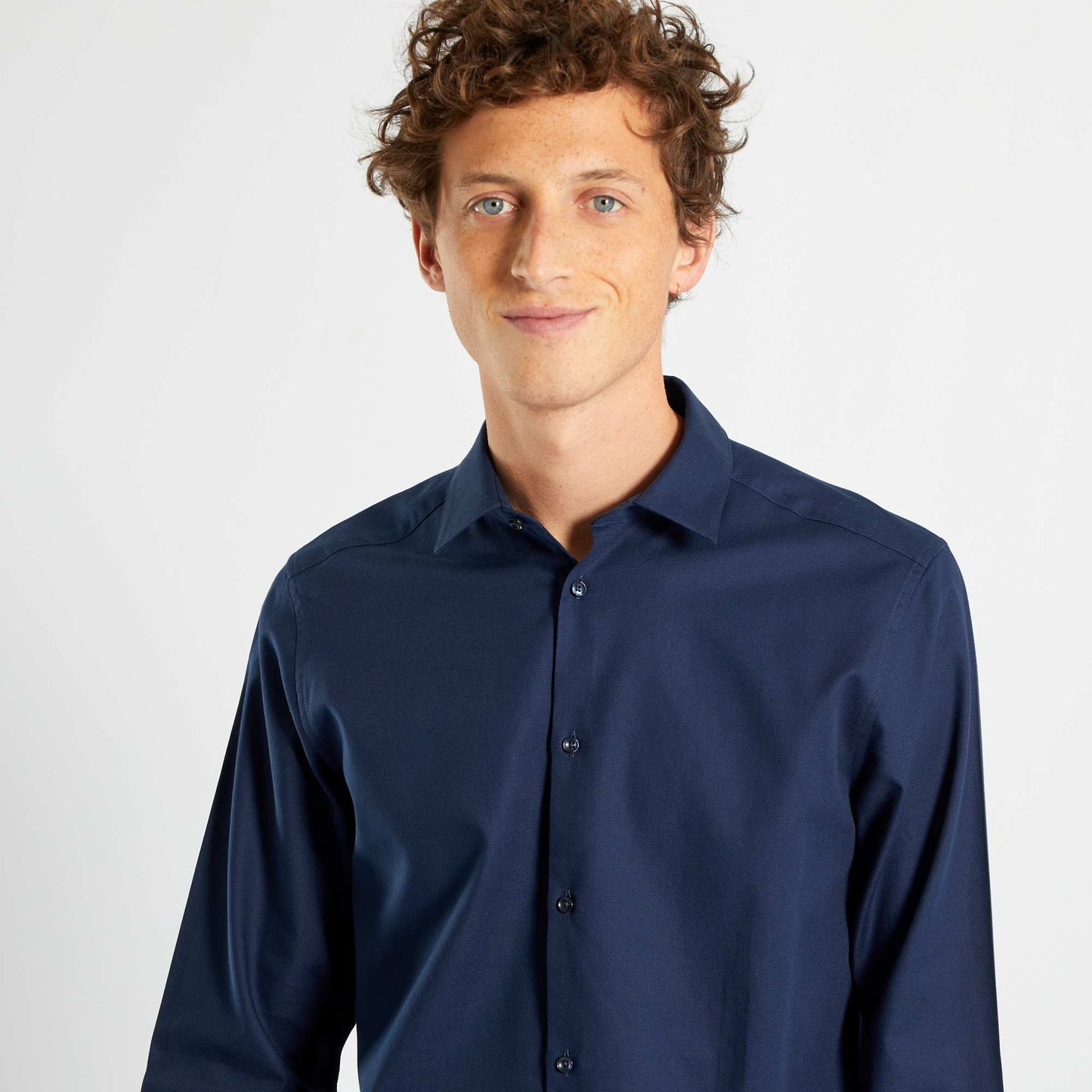 Chemise droite unie bleu noir