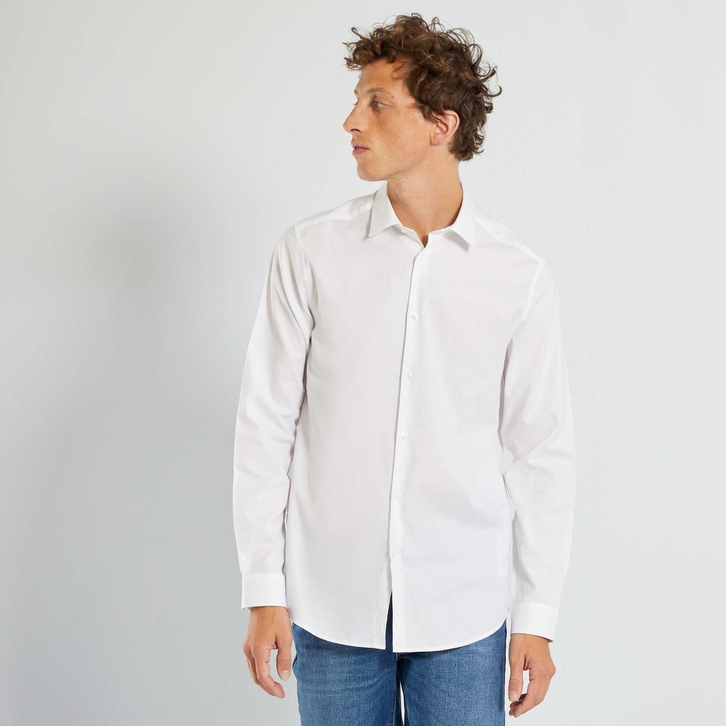 Chemise droite unie blanc
