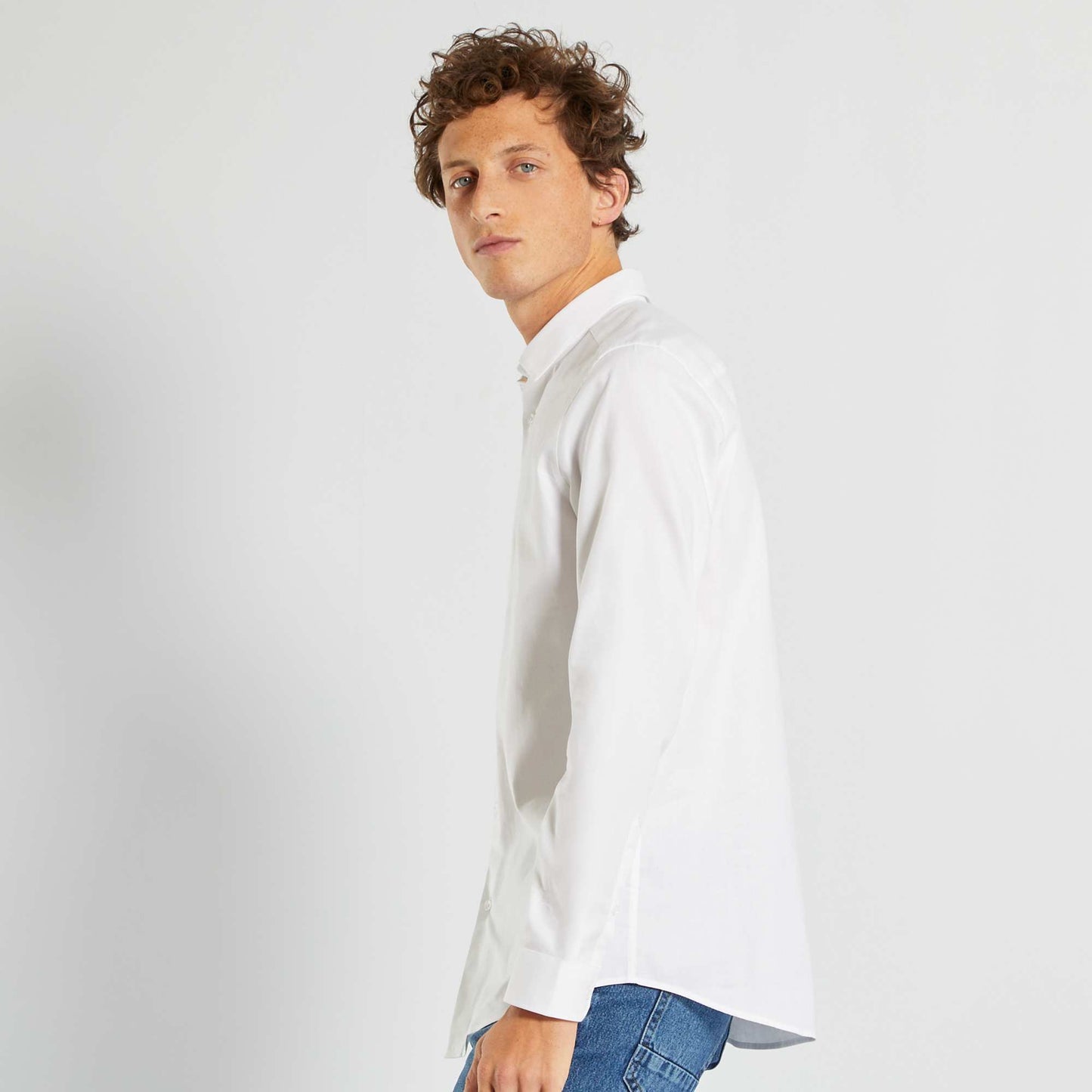 Chemise droite unie blanc
