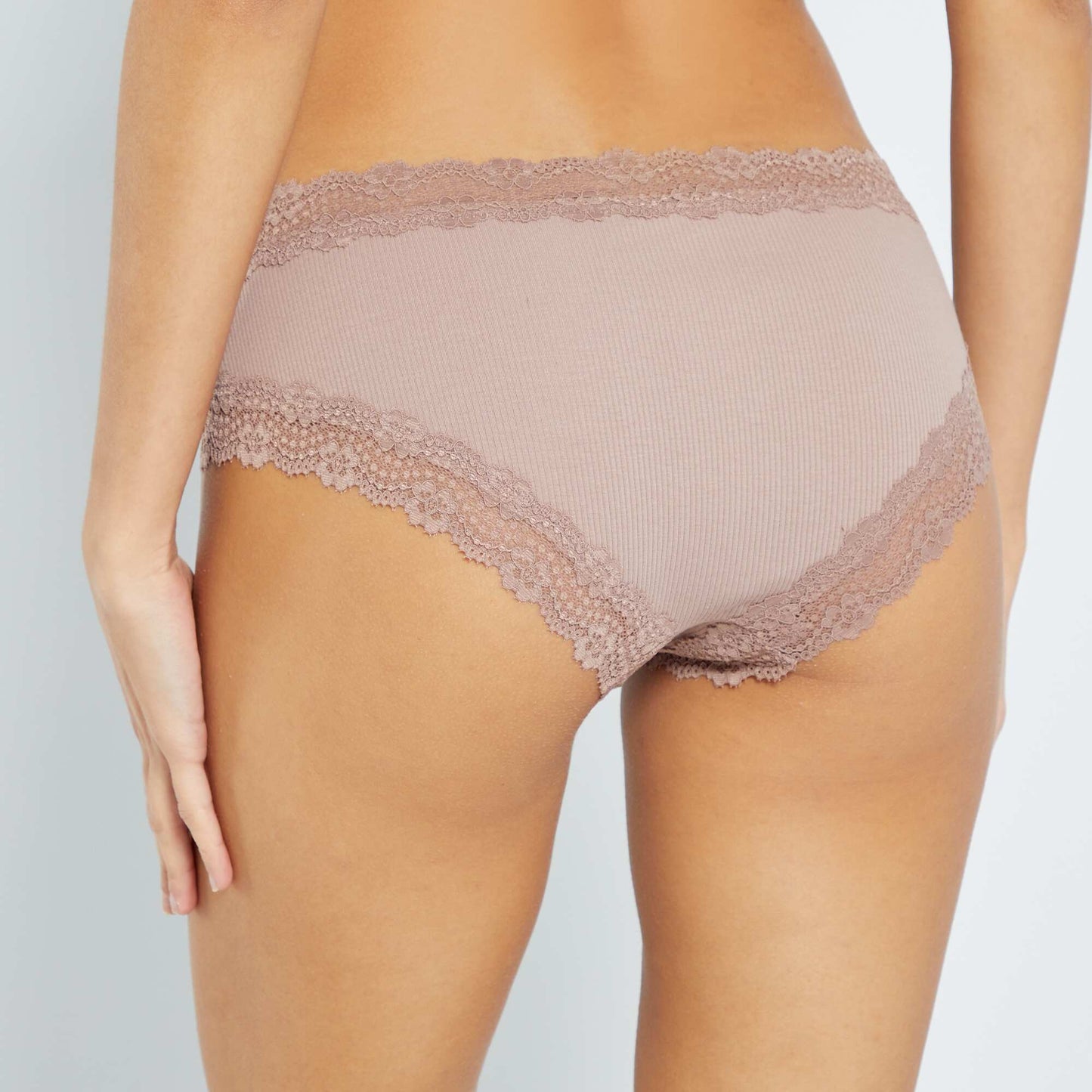 Lot de 3 shorties fines côtes écru/brun/prune