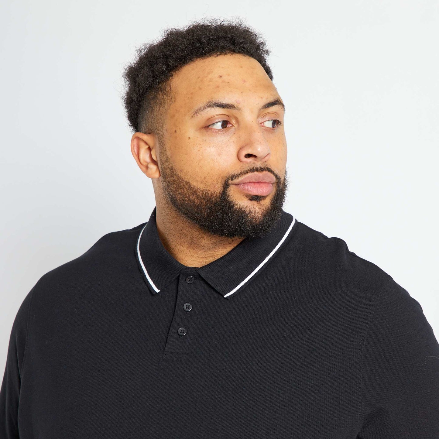 Polo en piqué de coton noir