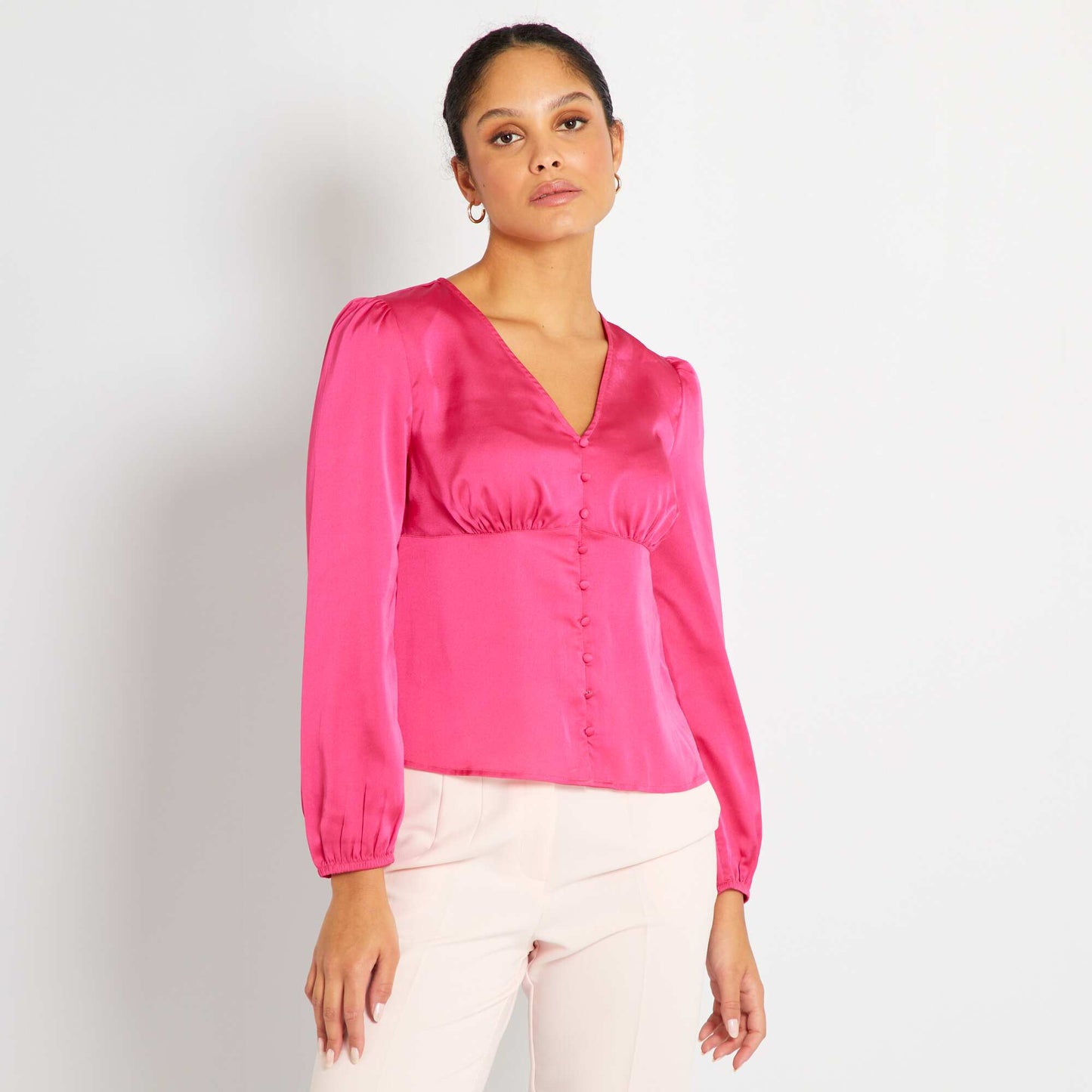 Chemisier satiné rose indien