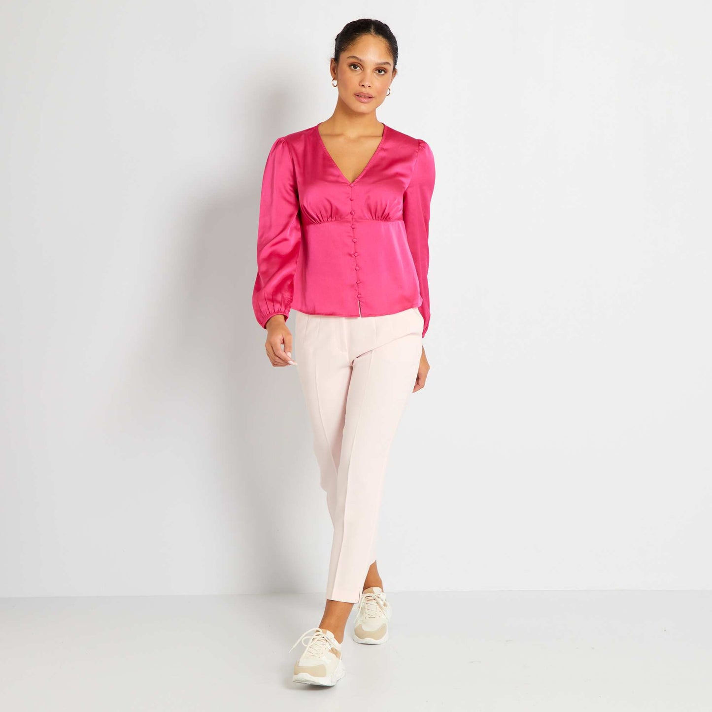 Chemisier satiné rose indien