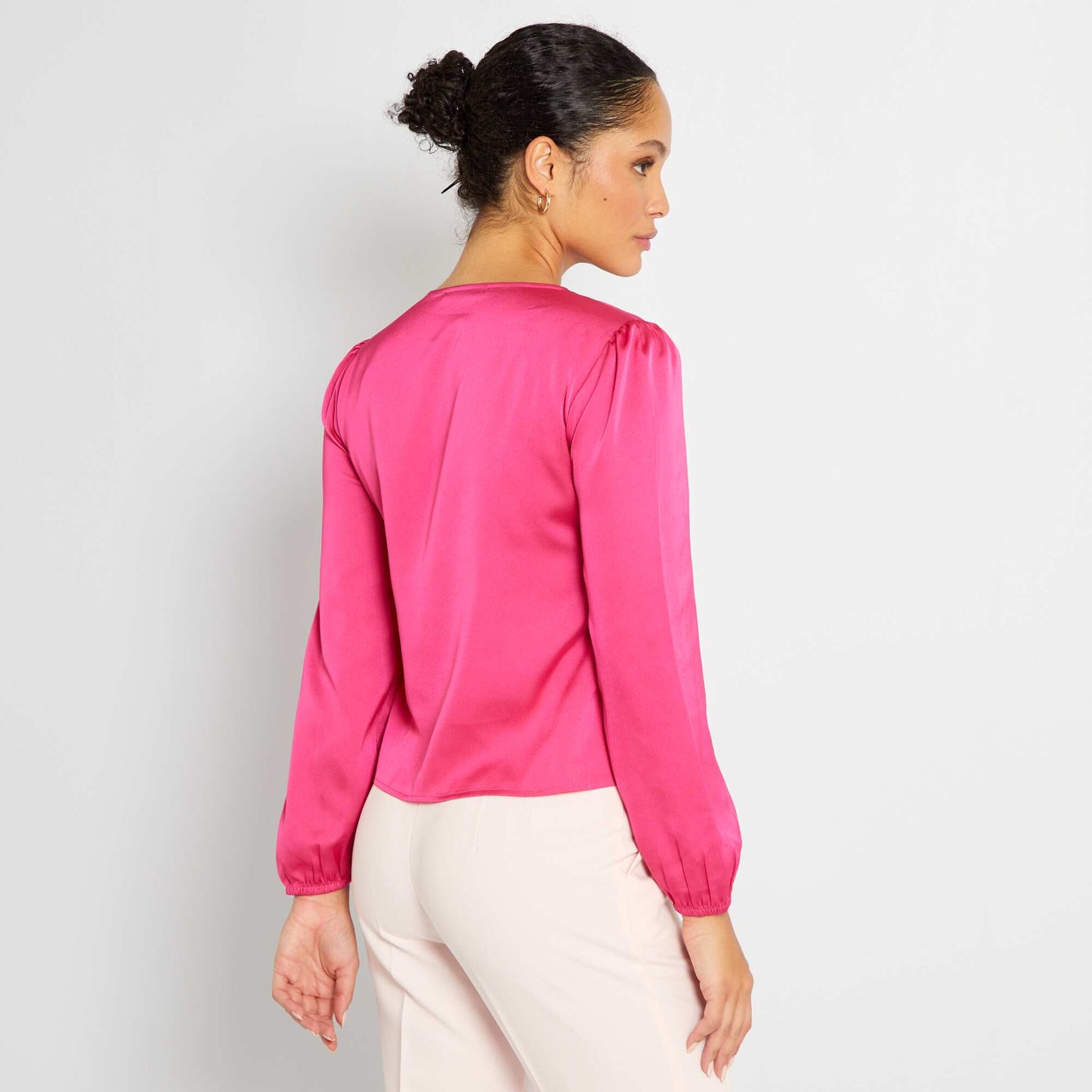 Chemisier satiné rose indien