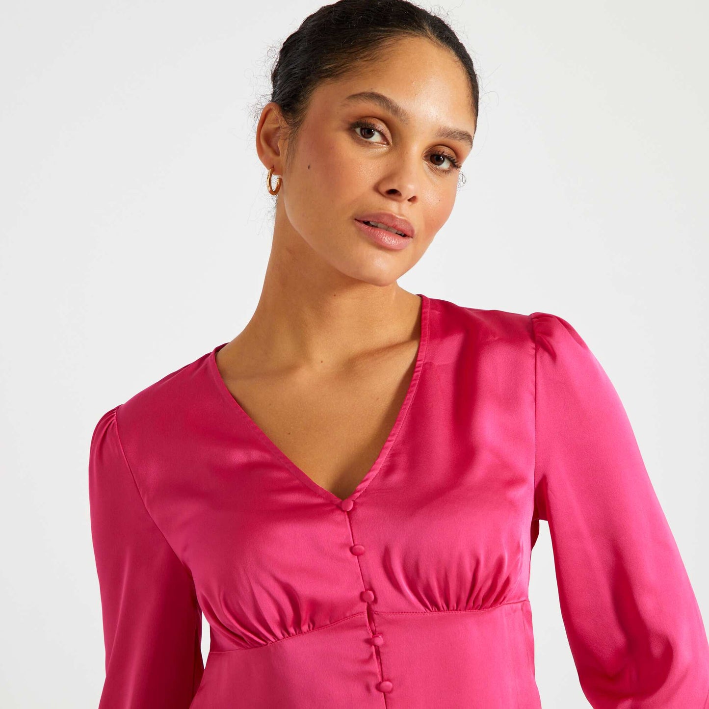Chemisier satiné rose indien