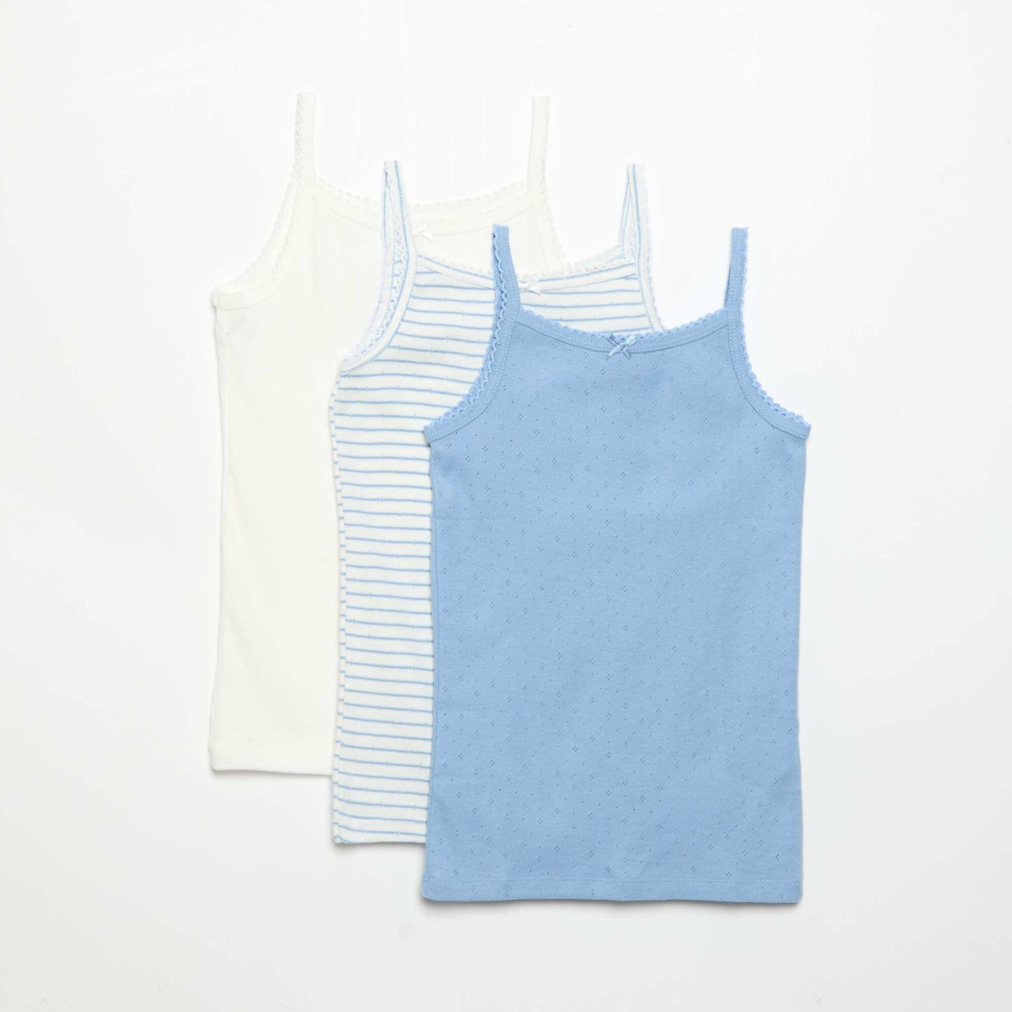 Lot de 3 débardeurs en maille pointelle BLEU