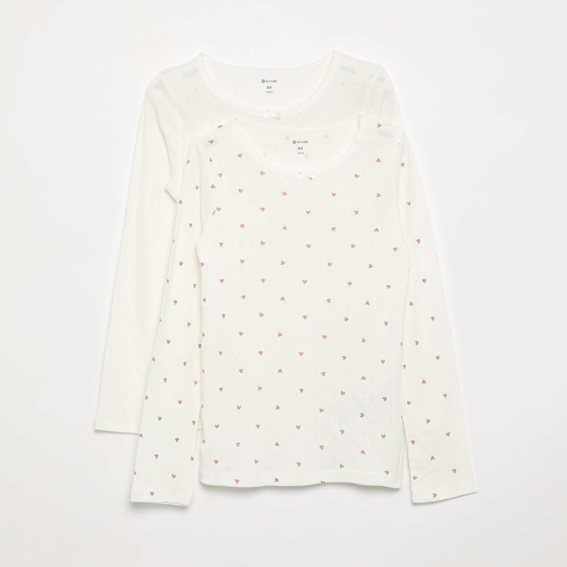 T-shirts en maille pointelle - Lot de 2 BEIGE