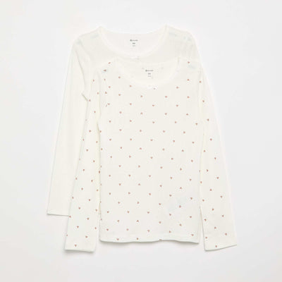 T-shirts en maille pointelle - Lot de 2 BEIGE
