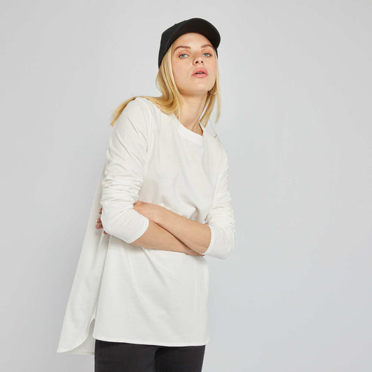 T-shirt long en jersey uni Blanc