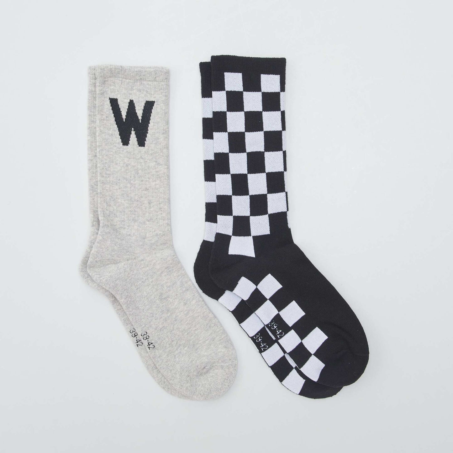 Lot de 2 paires de chaussettes Damier/gris