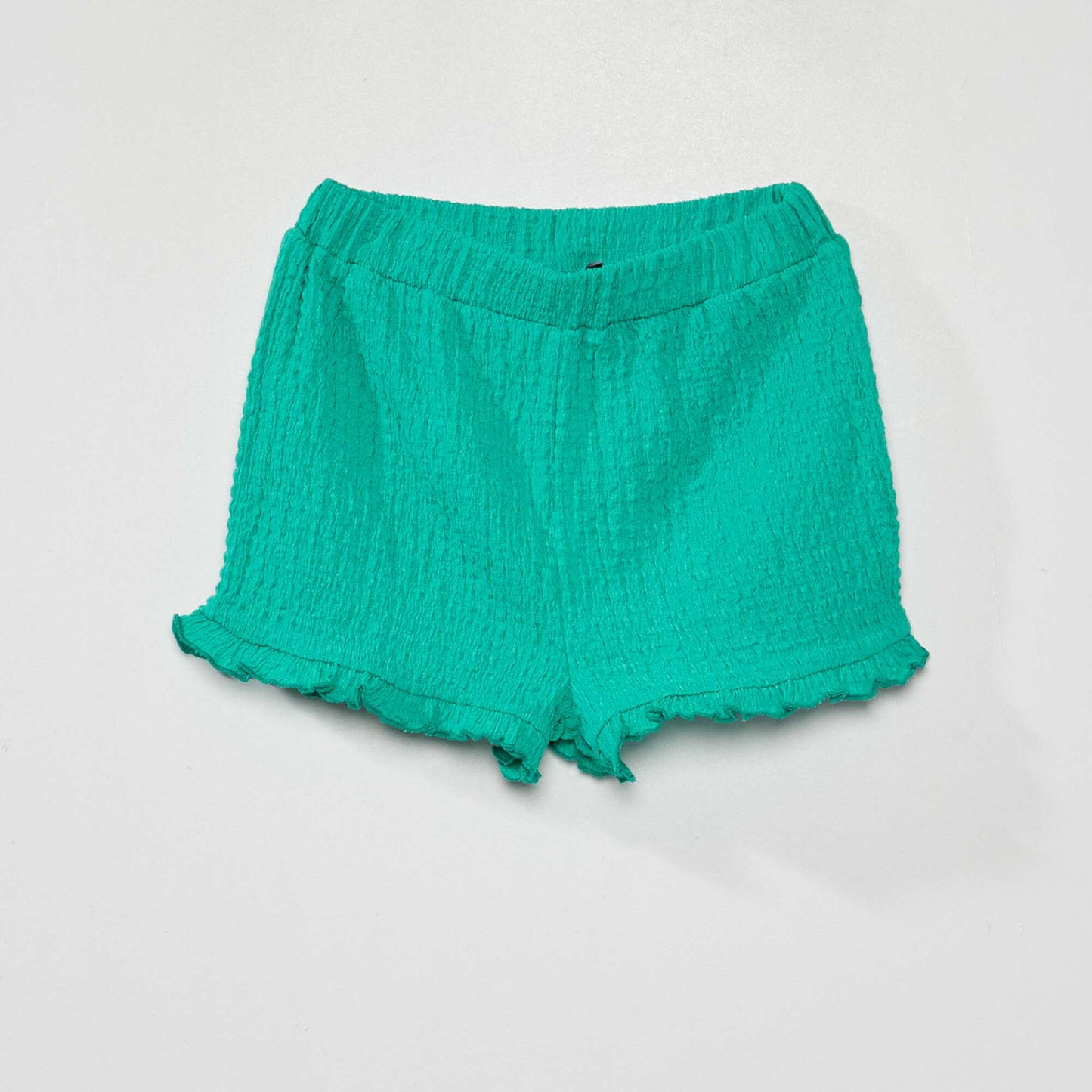 Short en maille smockée Vert