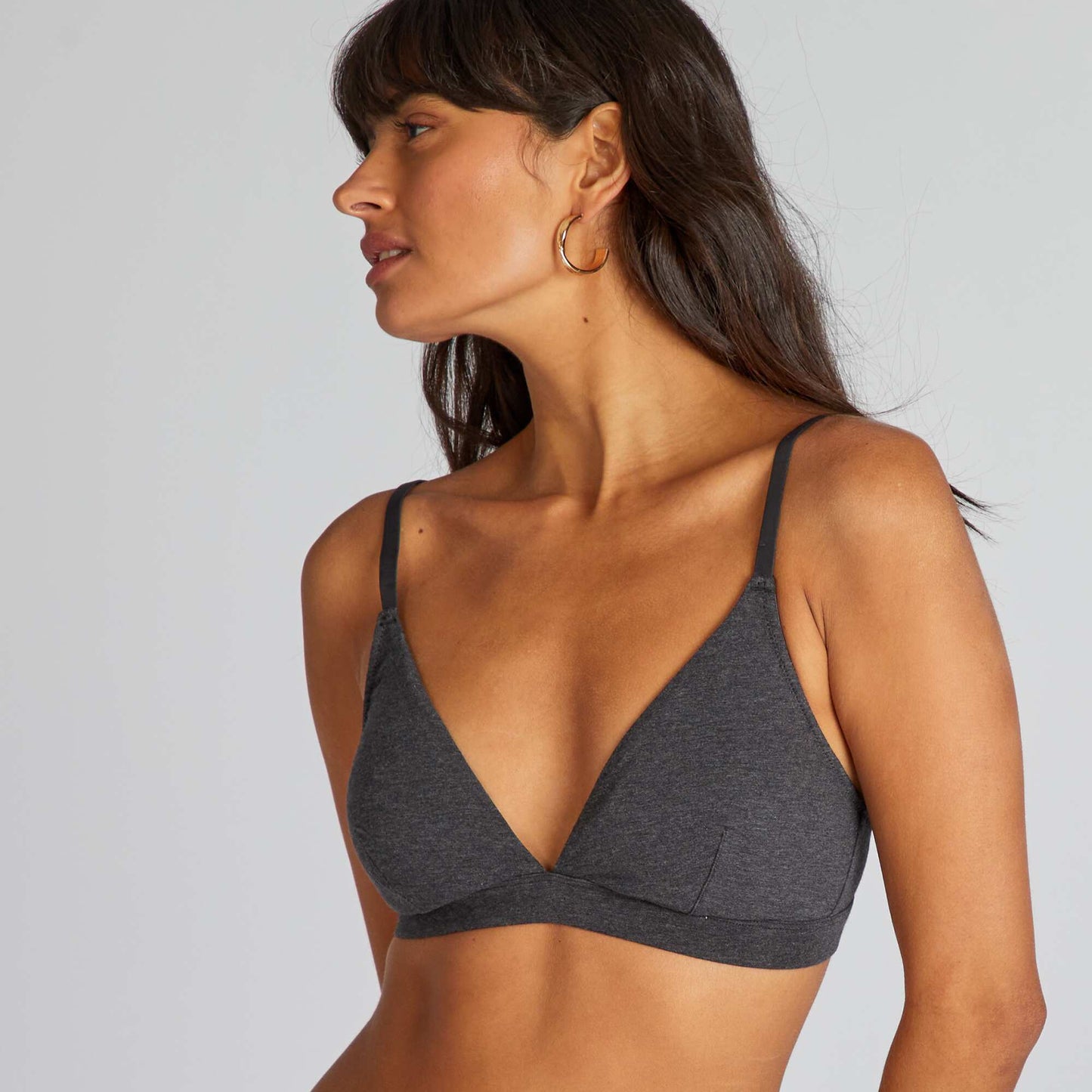 Soutien-gorge triangle avec coques amovibles Gris