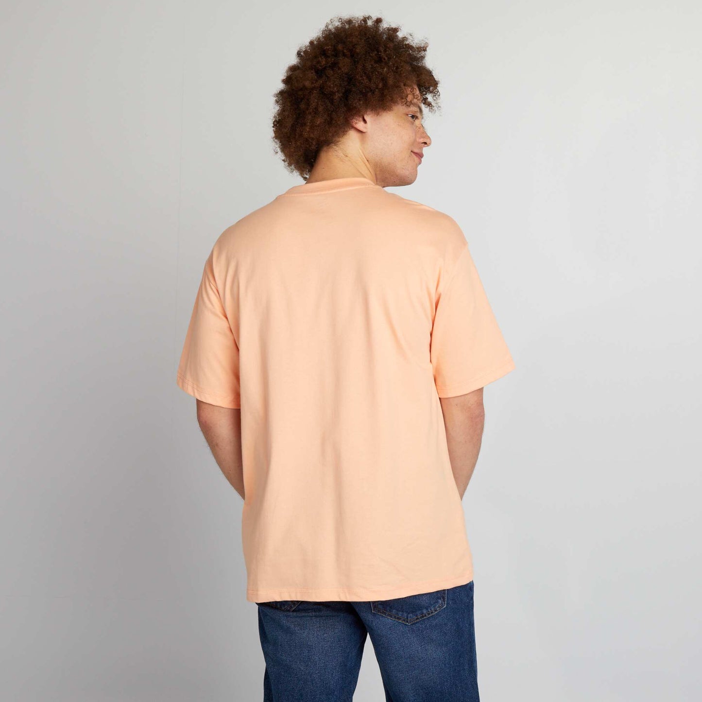 Tee-shirt uni coupe large Pêche