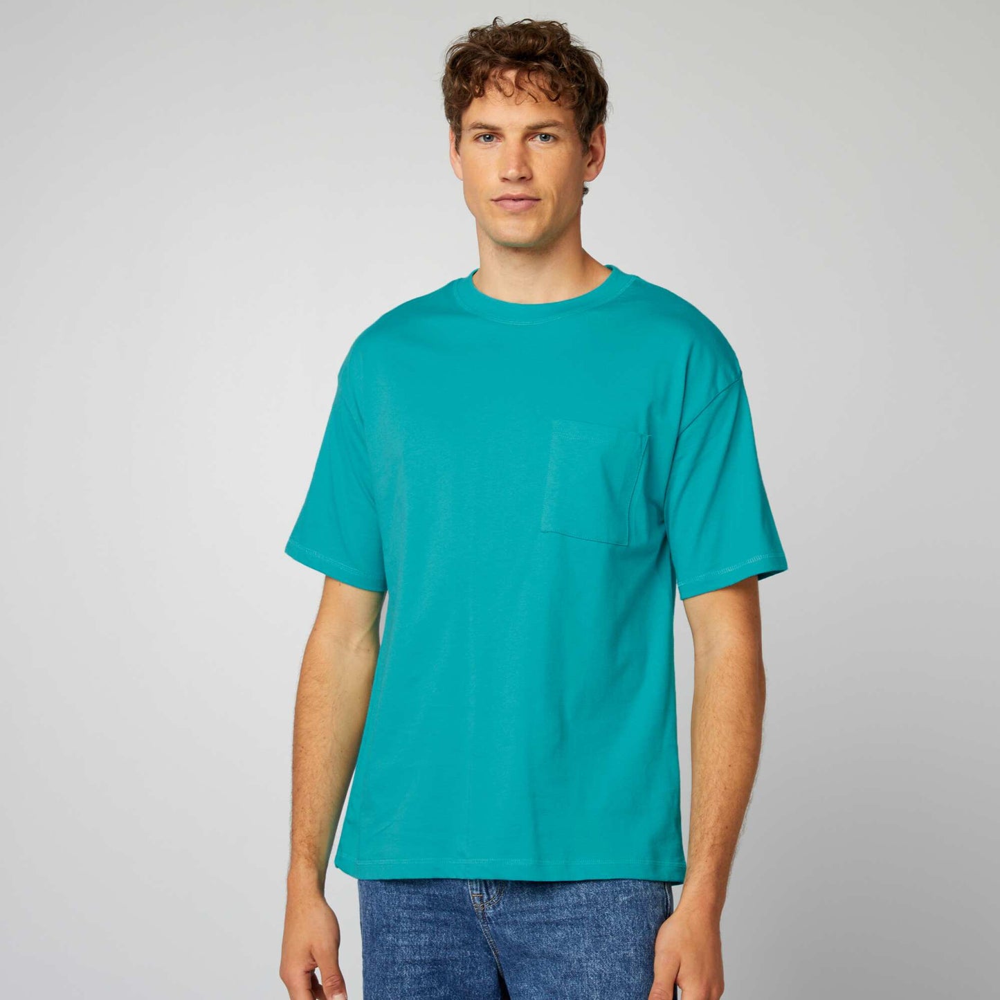 Tee-shirt uni coupe large bleu baltique