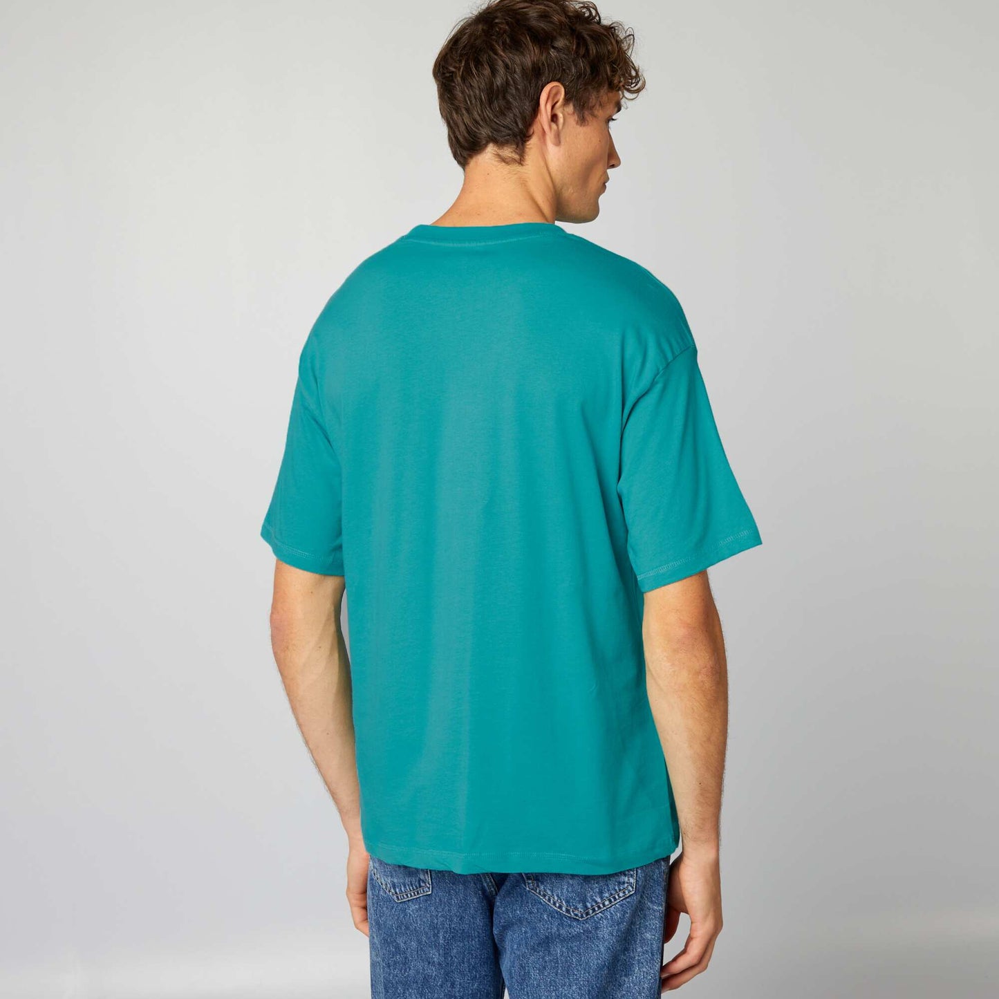 Tee-shirt uni coupe large bleu baltique