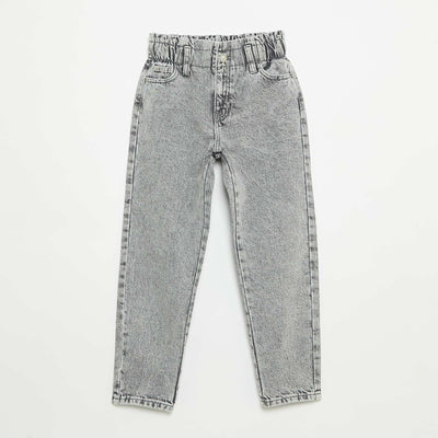 Jean mom paperbag GRIS