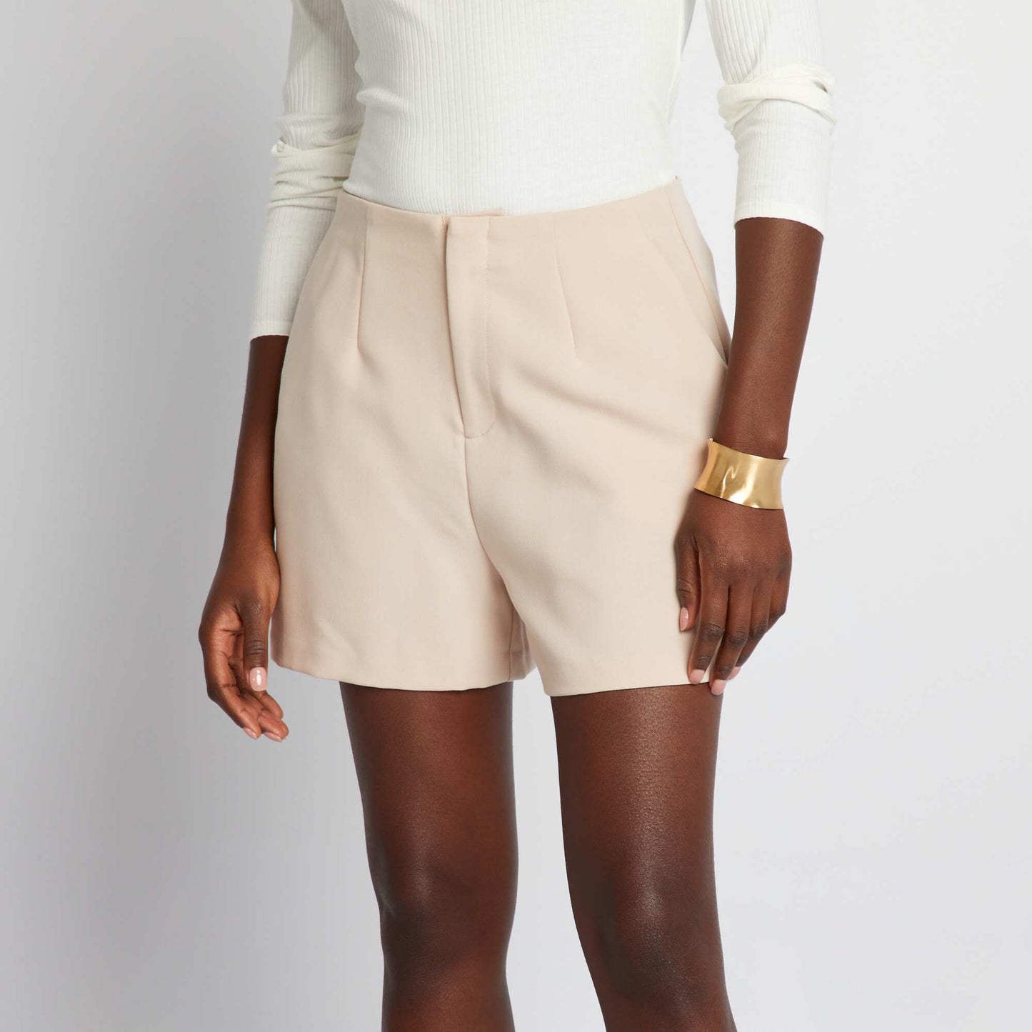 Short taille haute smart Beige