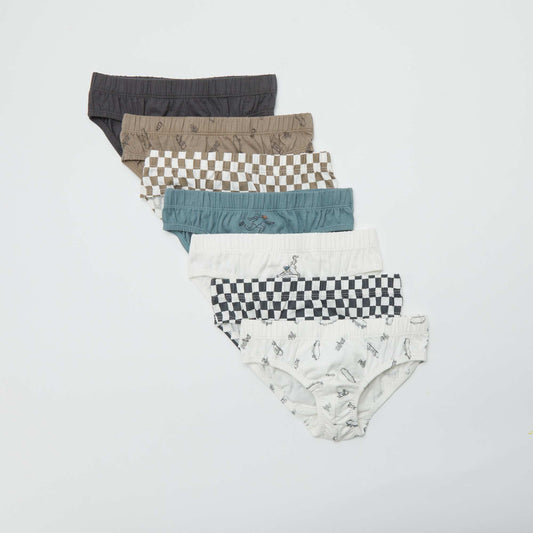 Lot de 7 slips imprimés BLANC