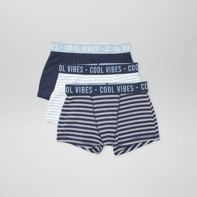 Lot de 3 boxers stretch BLANC/MARINE