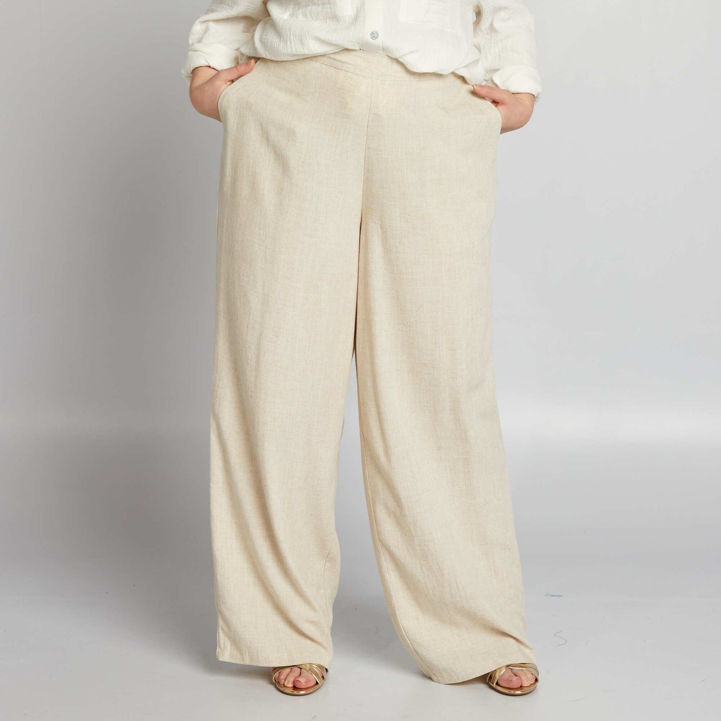 Pantalon large fluide BEIGE