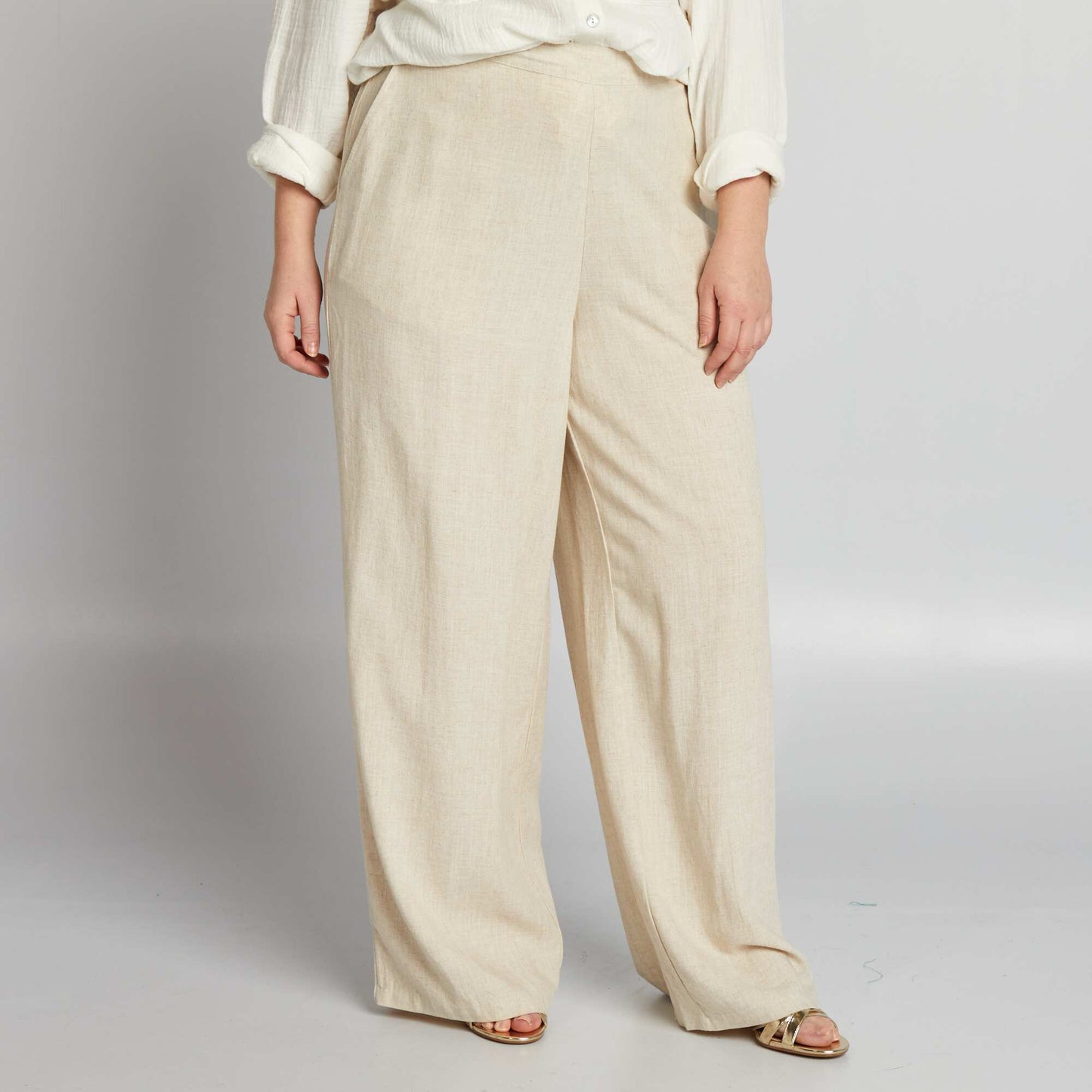 Pantalon large fluide BEIGE