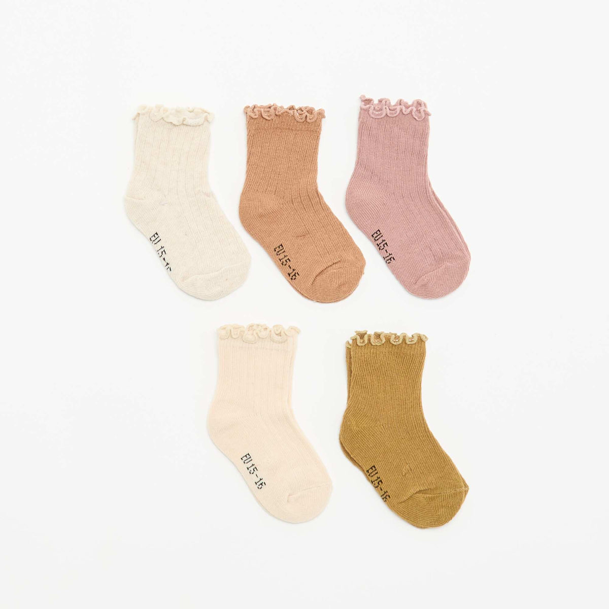 Lot de 5 chaussettes à volants BEIGE